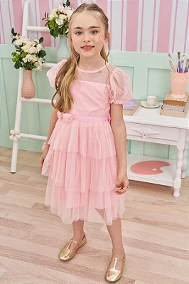 Vestido em Tule com Elastano Infanti