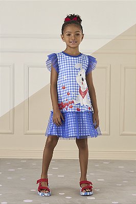 Vestido com Tule Azul Cachorrinho Mon Sucré