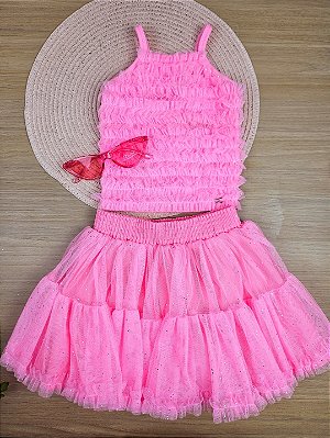 Conjunto Verão Regata e Saia Tule Petit Cherie