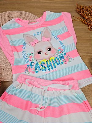 Conjunto Verão Blusa e Short Coelhinho Petit Cherie