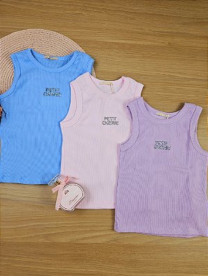Blusa Regata Canelada Lilás Verão Petit Cherie