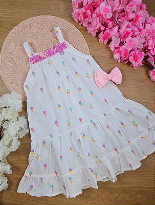 Vestido em Tricoline Verão Sorvete Mon Sucré
