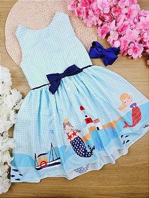 Vestido Verão Azul Sereia Mon Sucré