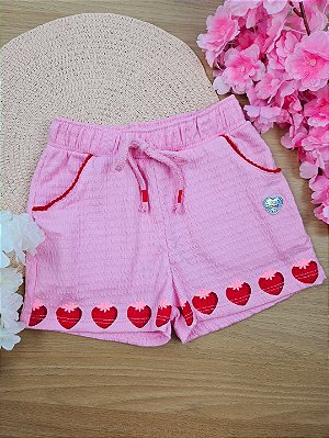 Short Infantil Menina Strawberry Rosa Cinti