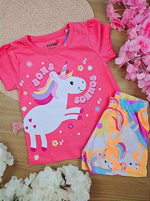 Pijama Blusa e Short Unicórnio Fakini