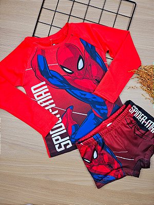 Conjunto Homem Aranha com Proteção Solar Fakini