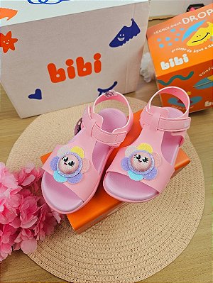 Sandália Infantil Bibi Baby Soft II Rosa de Flor com LED