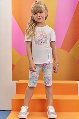 Conjunto de Blusa Alongada em Meia Malha com Ciclista em Fly Tech Infanti