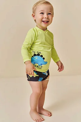 Conjunto de Camiseta e Sunga em Malha UV Dry com Proteção UV 50+ LucBoo