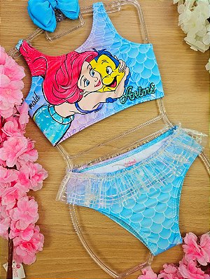 Biquíni Azul com Estampa da Ariel Disney Animê