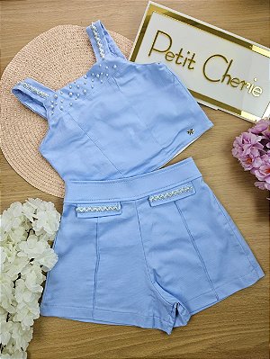 Conjunto Verão Regata e Short Azul Petit Cherie