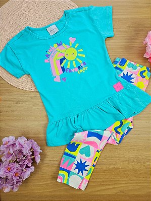 Conjunto Blusa Solzinho e Calça Quimby 100% Algodão