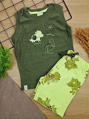 Conjunto Regata Malha e Bermuda em Moletom Quimby