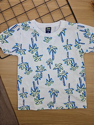 Camiseta Manga Curta em Meia Malha Palmeira Branca Bee Loop