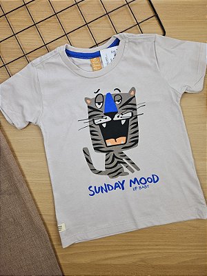 Camiseta Manga Curta em Meia Malha Cinza Up Baby