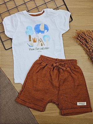 Conjunto Body Malha e Bermuda Moletom Have Fun Up Baby