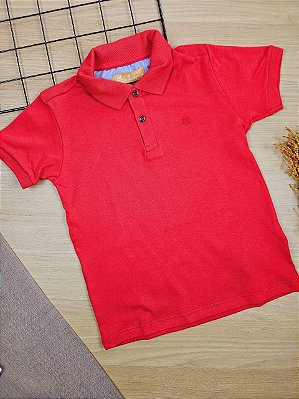 Camiseta Polo em Manga Curta em Suedine Vermelha Up Baby