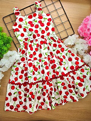 Vestido Off White Fruit Print Cereja Animê