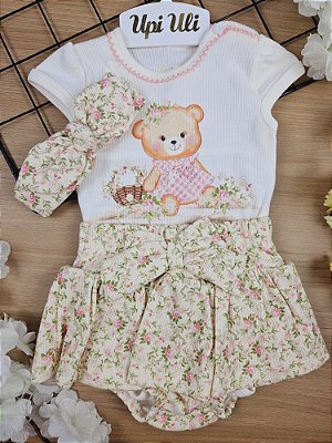 Conjunto Body com Tapa Fraldas e Tiara Ribana Moni Caroline Upi Uli