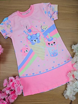 Vestido Ursinho de Sorvete Cinti Rosa