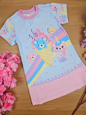 Vestido Ursinho de Sorvete Cinti Azul