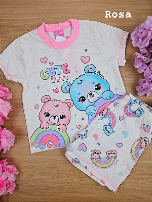 Pijama Ursinhos Fofos no Arco-íris Cinti Rosa