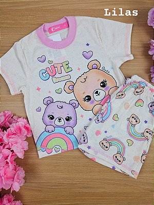 Pijama Ursinhos Fofos no Arco-íris Cinti Lilás