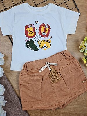Conjunto Blusa e Short Saia Animais Fofos Up Baby