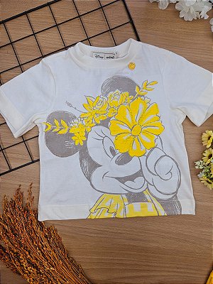 Blusa Off White da Minnie Mouse Amarela Disney Animê