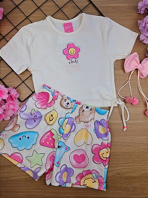 Conjunto Florzinha Blusa e Short Cinti