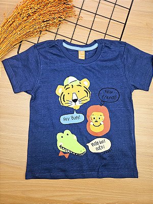 Camiseta Manga Curta em Malha Flamê Tigre Up Baby