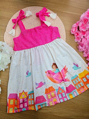 Vestido em Tecido Tricot e Cotton Linho Kukiê