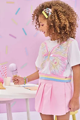 Short Saia em Sarja Ônix com Elastano Kukiê