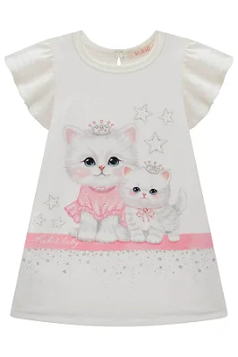 Vestido em Meia Malha Textura Gatinho Kukiê