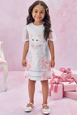 Vestido em Fly Tech e Tule Borboletas Kukiê