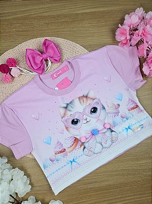 Blusa Cinti Gatinha Lilás