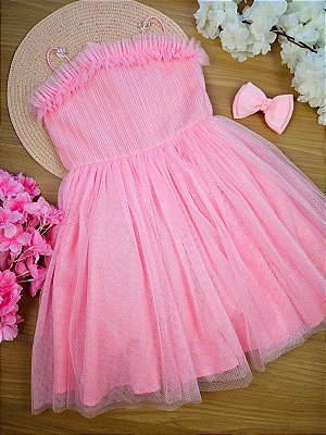 Vestido Tule Rosa Candy Petit Cherie