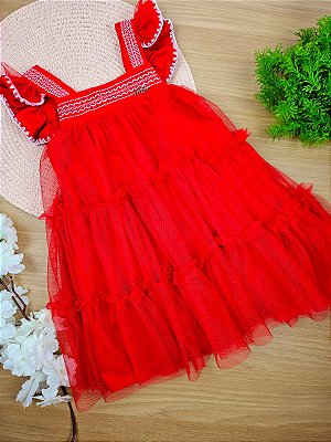 Vestido Verão Vermelho Natal Mon Sucré