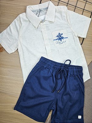 Conjunto de Camisa em Linho Deluxe e Bermuda em Sarja Linho com Elastano LucBoo
