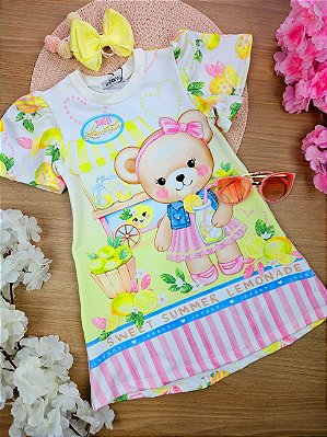 Vestido em Molecotton Ursinho Infanti