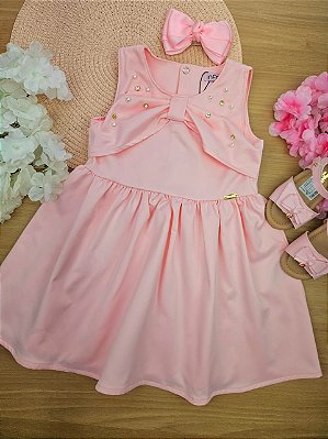 Vestido em Super Cetim Rosa Infanti