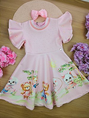 Vestido em Fly Tech Bichinhos Kukiê