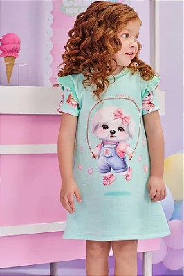 Vestido em Fly Tech Cachorrinho Kukiê