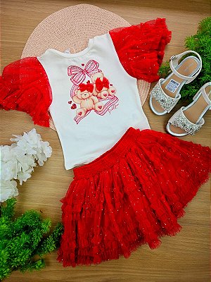 Conjunto Blusa e Saia Petit Cherie Vermelho