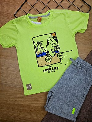 Conjunto Camiseta Malha e Bermuda Moletom Up Baby