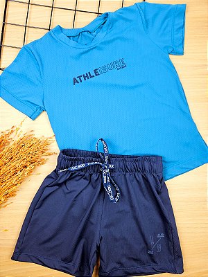 Conjunto de Camiseta em Malha Dry Speed Fit e Bermuda em Malha UV Dry LucBoo