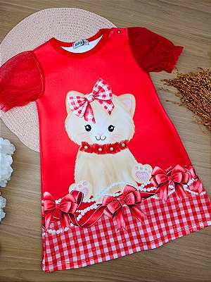 Vestido em Fly Tech Gatinha Infanti