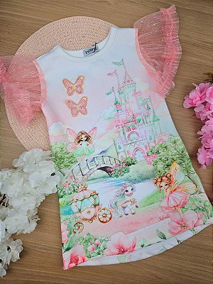 Vestido em Fly Tech e Tule Infanti