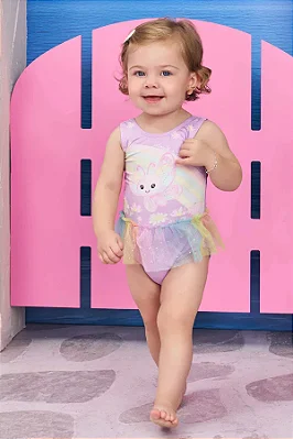 Maiô em Malha Uv Dry com Proteção Uv 50+ Borboleta Infanti