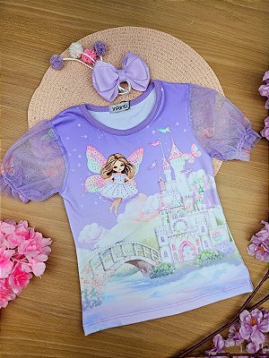 Blusa em Malha Power e Tule Infanti